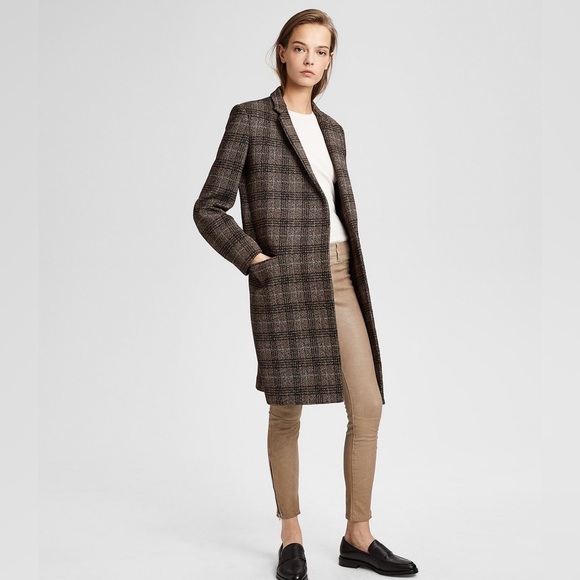 Theory Wool Plaid Essential Coat Size M - Picture 2 of 9